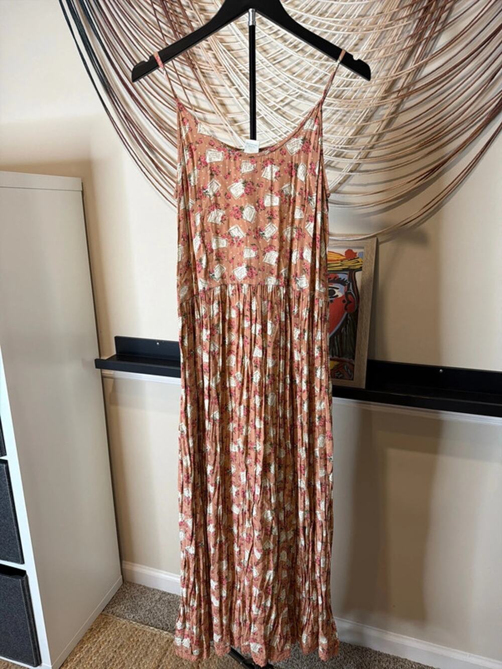 Express maxi pleated dress, crochet hem. S EUC. 3097.